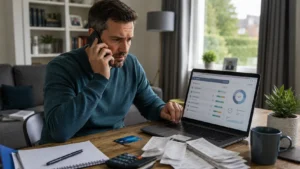 Customer speaking with their bank about a possible refund for an unauthorised M&B Online payment
