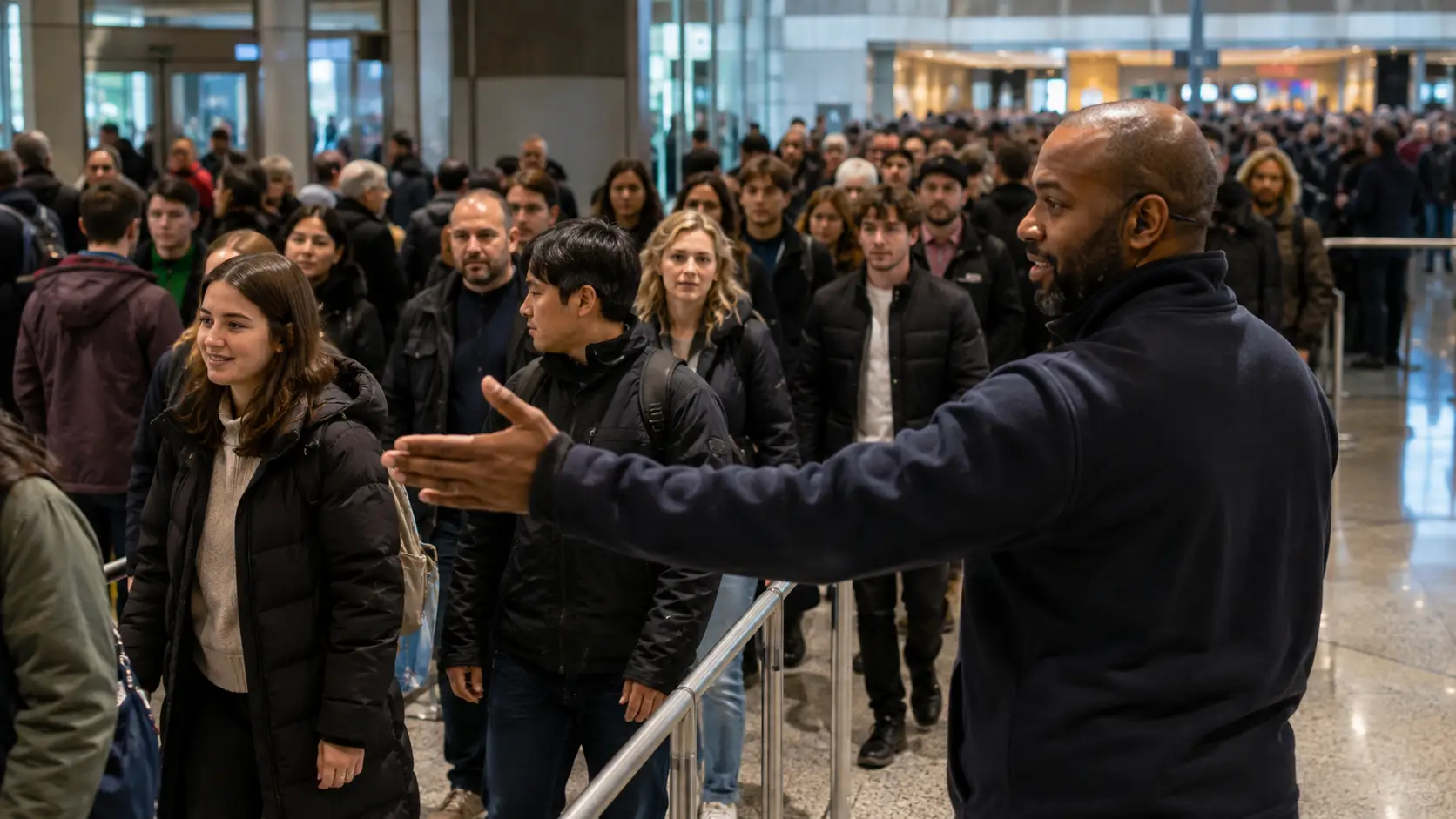 How Frontline Staff Demeanor Shapes Mass Crowd Behaviour?