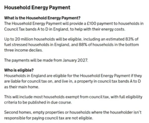 Household energy payment