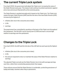 Triple lock reforms